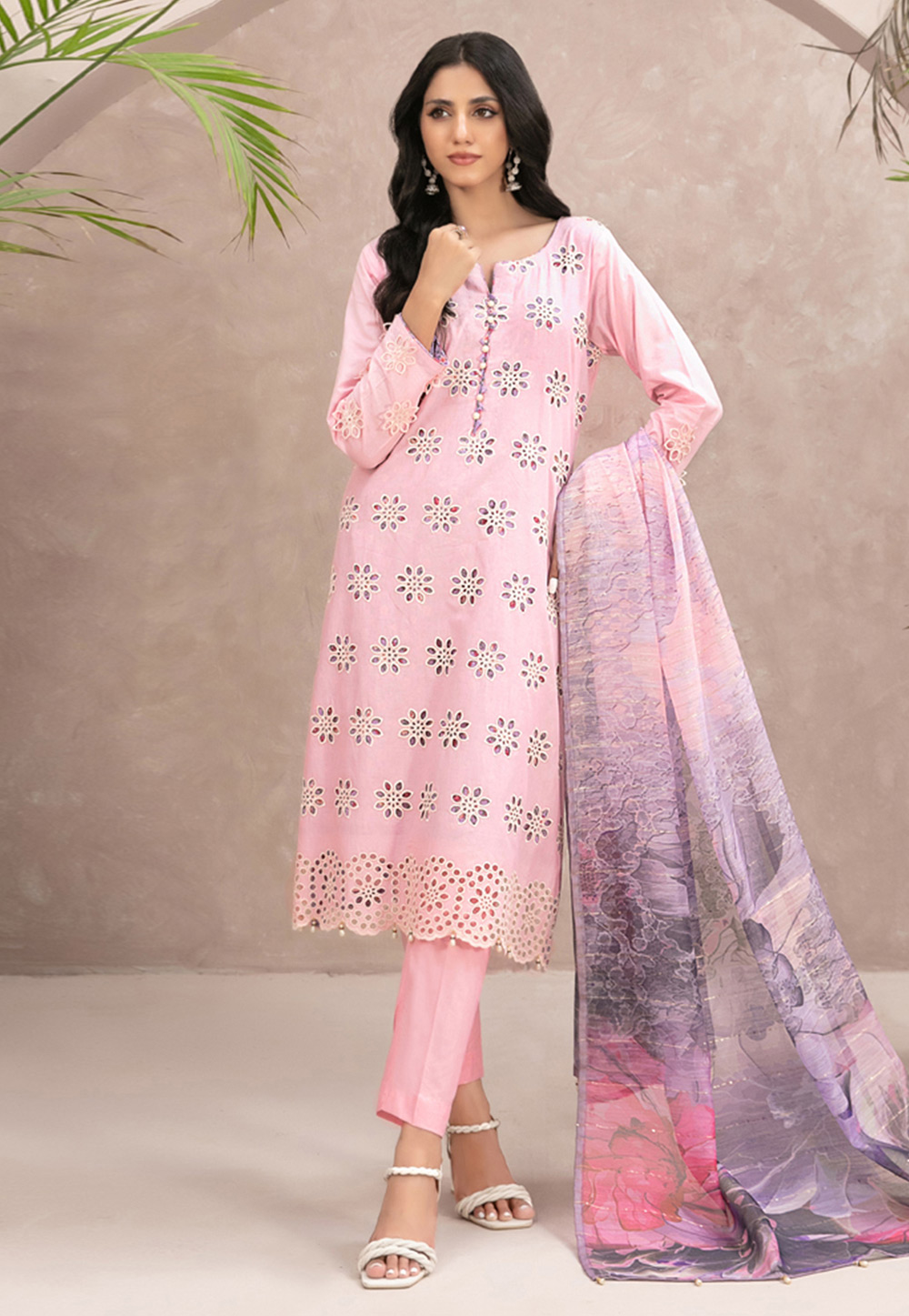 Pink Cotton Pakistani Suit 276409