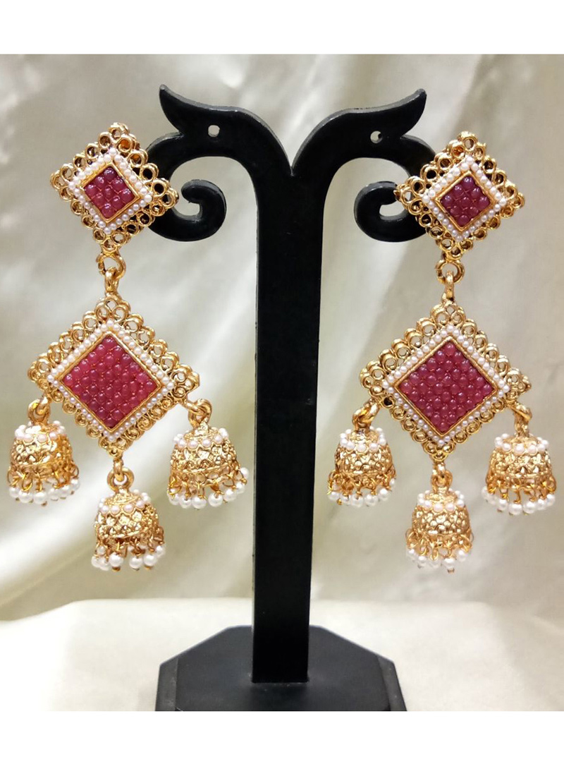 Pink Copper Pearl Earrings 139626