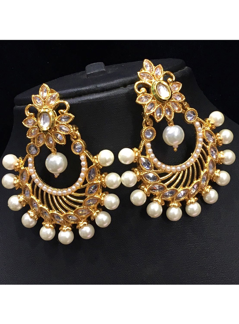 White Copper Pearl Earrings 139653