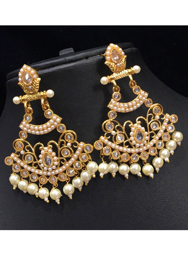 White Copper Pearl Earrings 139668