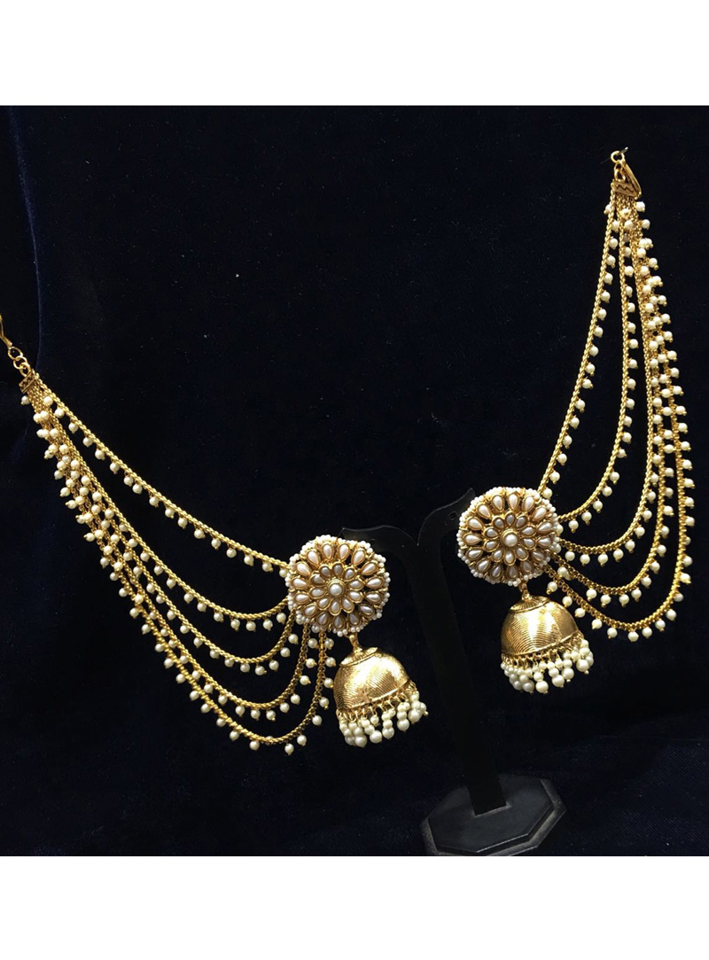 Gold Copper Pearl Earrings 139704