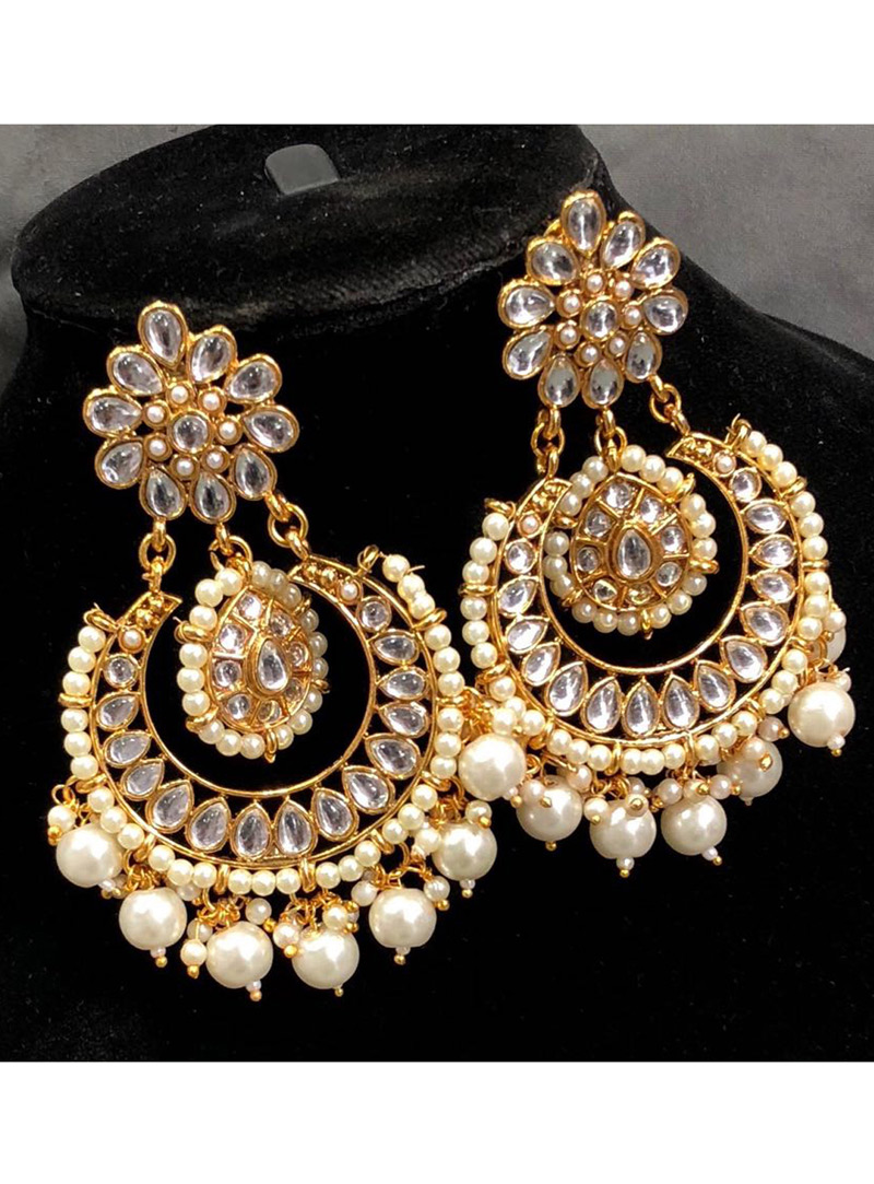 White Copper Pearl Earrings 139707