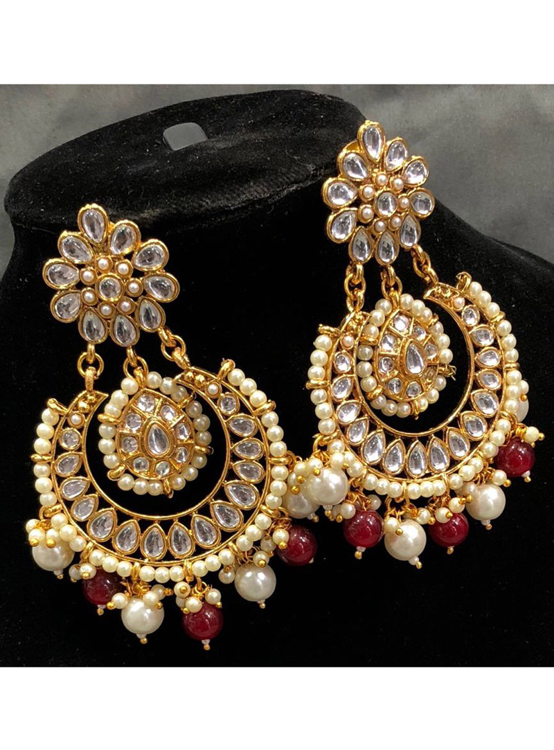 Gold Copper Pearl Earrings 139708