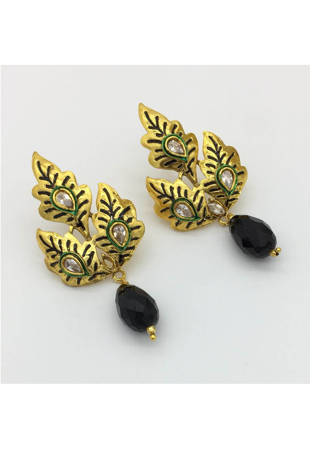 Green Zinc Pearl Earrings 158695