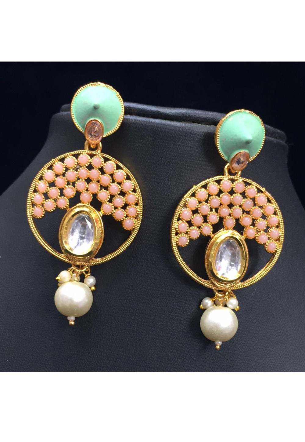 Green Copper Pearl Earrings 158699