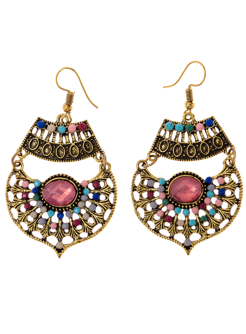 Pink Brass Austrian Diamond Earrings 118902