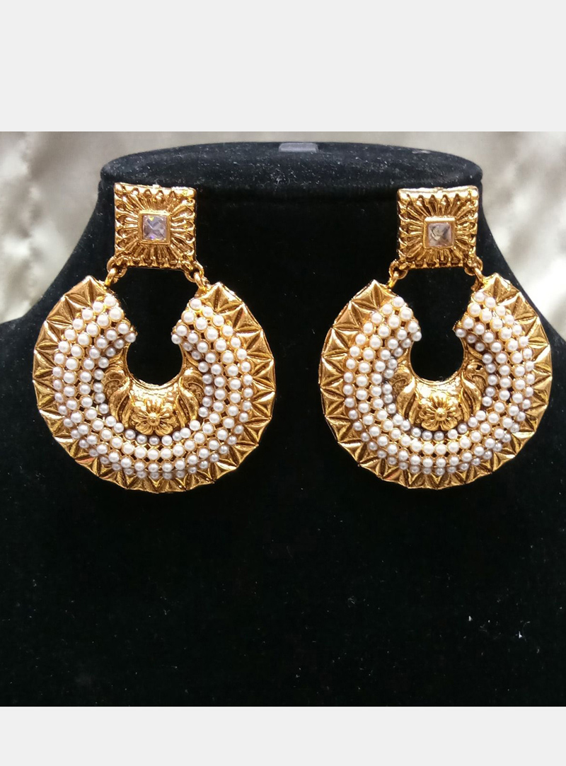 Golden Copper Pearl Earrings 129303