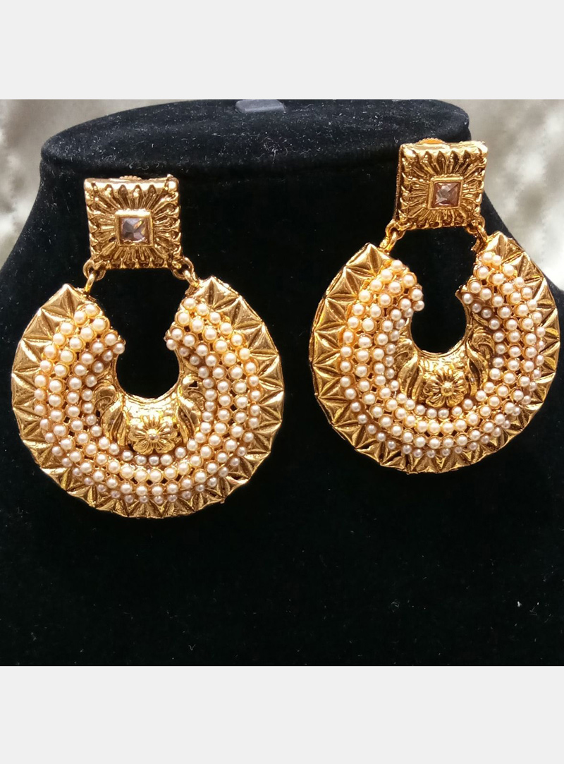 Golden Copper Pearl Earrings 129304
