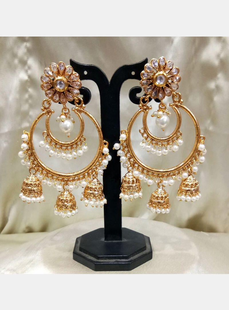 Golden Copper Pearl Earrings 129310
