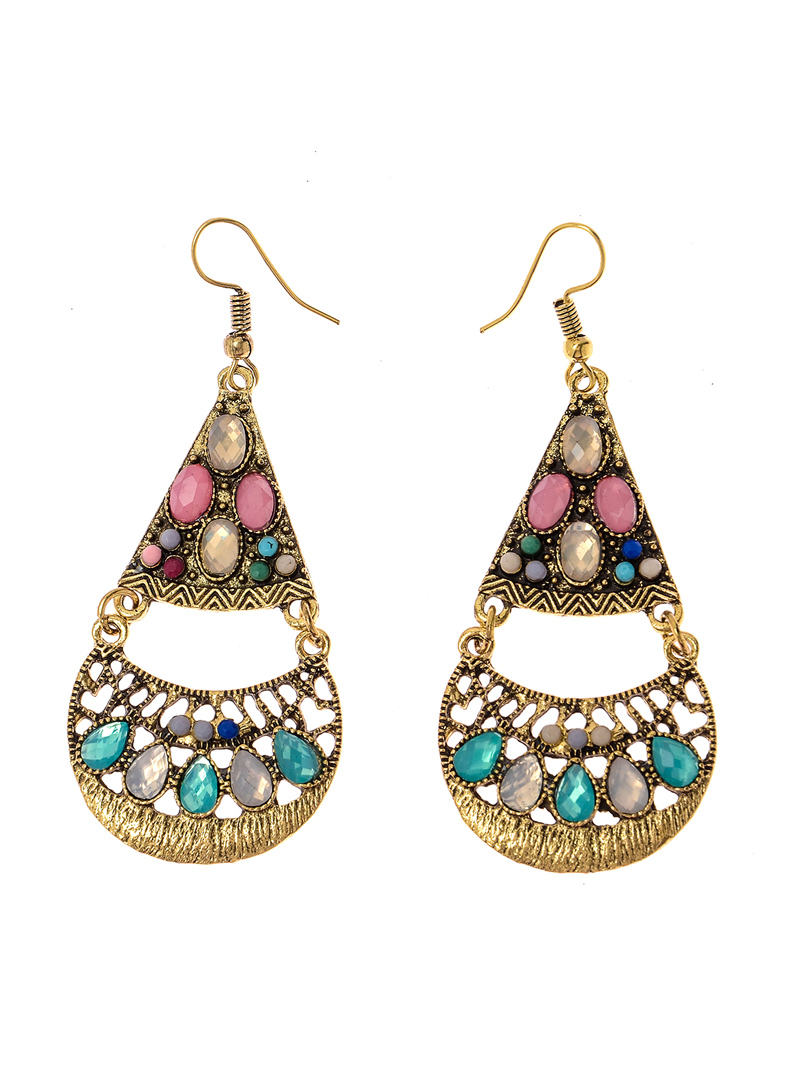 Pink Brass Austrian Diamond Earrings 118905