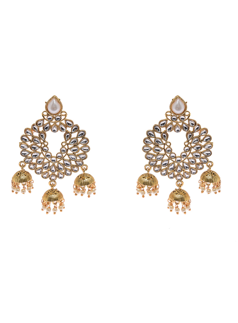 Golden Alloy Austrian Diamond Earrings 118914