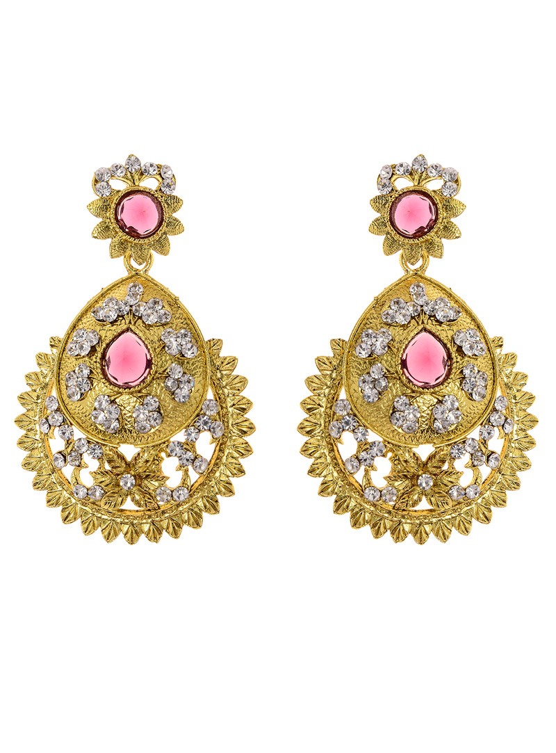 Pink Alloy Austrian Diamond Earrings 118924