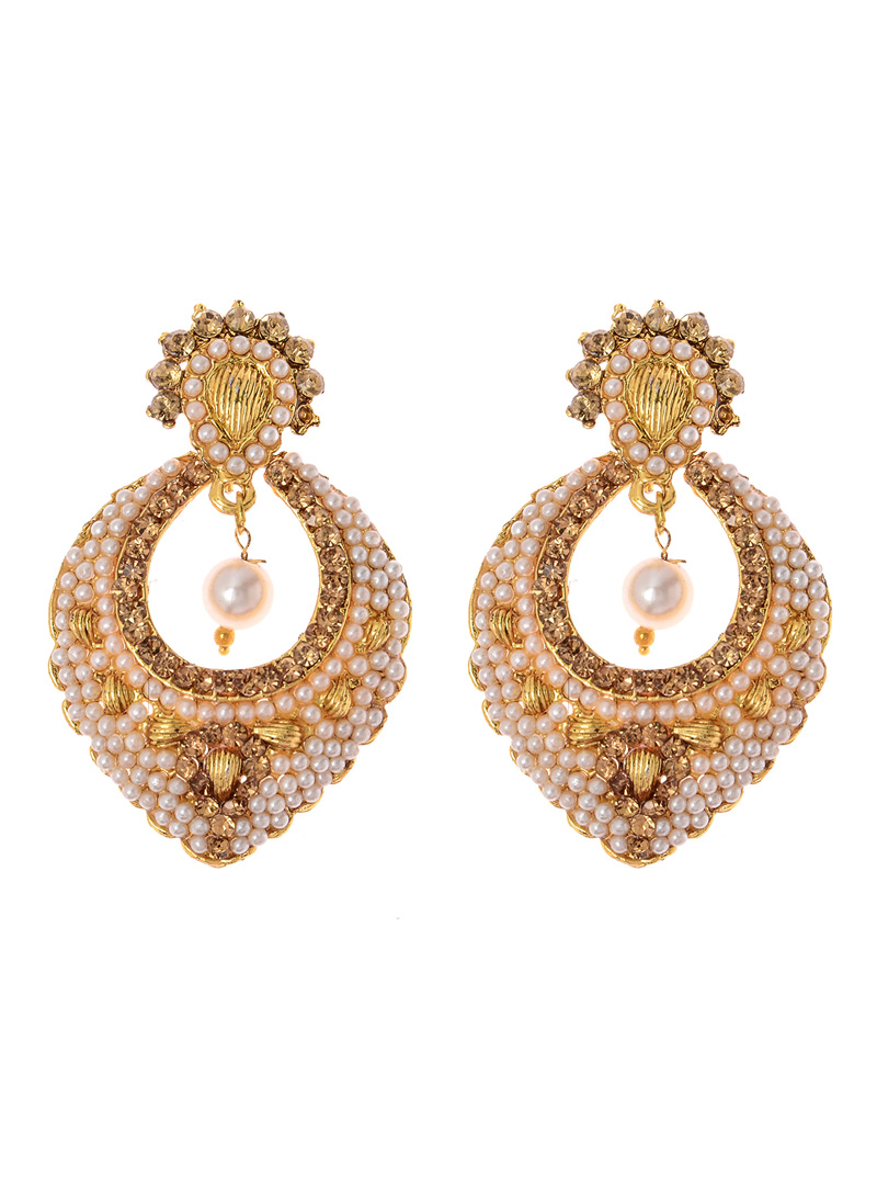 Golden Alloy Kundan Earrings 118935