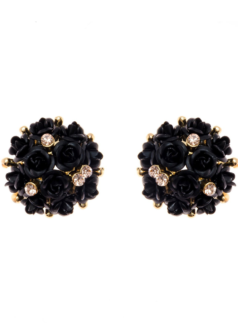 Black Copper Kundan Earrings 153224