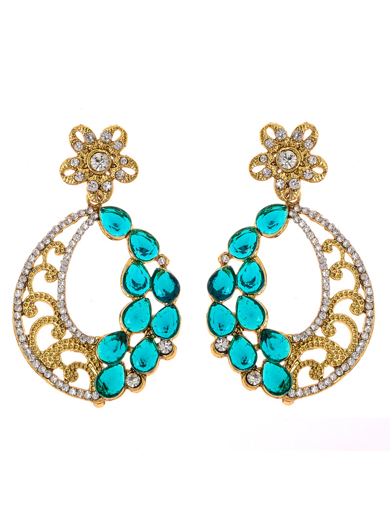Blue Alloy Austrian Diamond Earrings 118939
