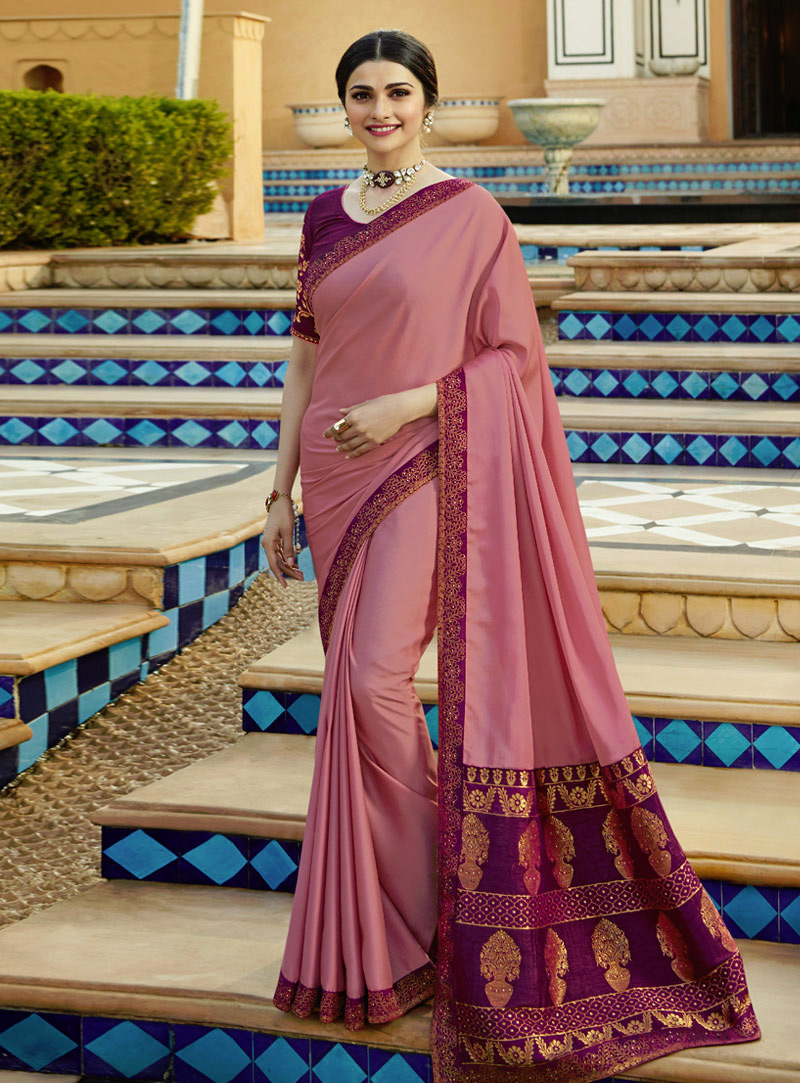 Prachi Desai Pink Art Silk Festival Wear Saree 138942