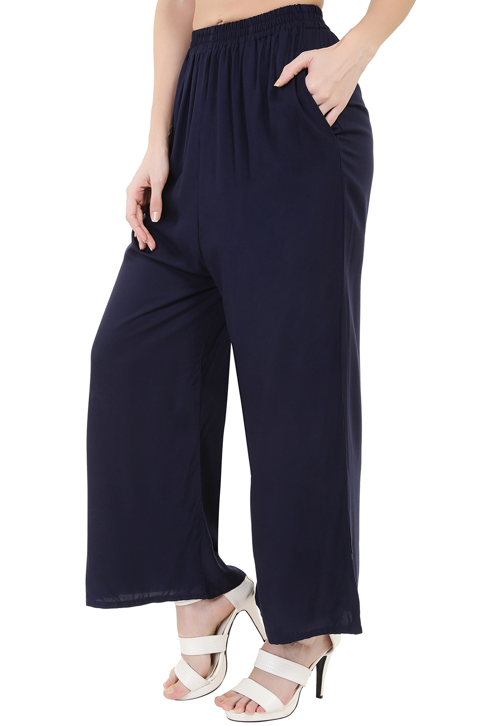 Buy Navy Blue Palazzo Pants Combo in Classic Solid (L, NAVY BLUE AND GREEN)  Online In India At Discounted Prices