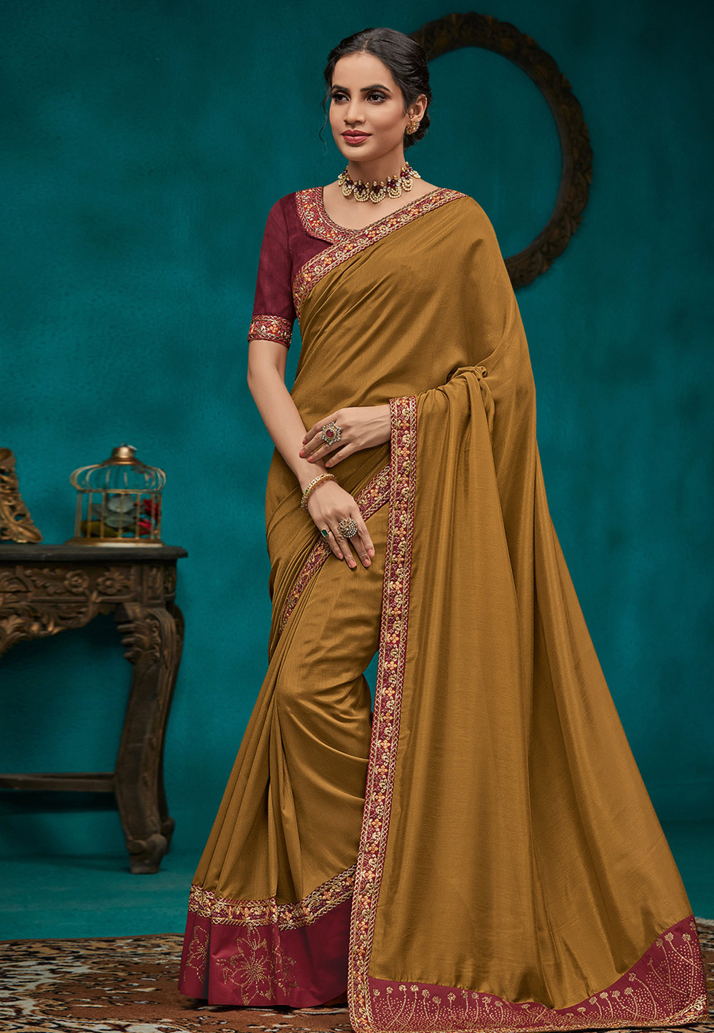 Brown Silk Festival Wear Saree 186181