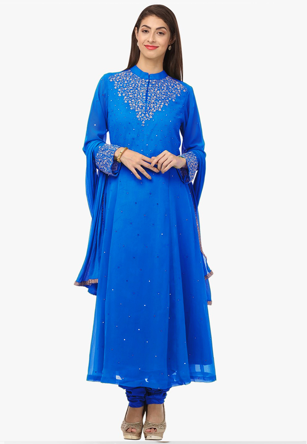 Blue Georgette Readymade Anarkali Suit 186044