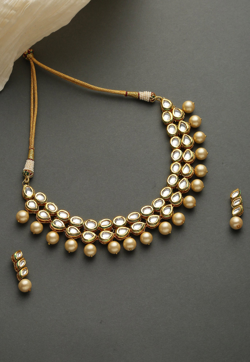 Brown Alloy Necklace Set With Earrings 197613