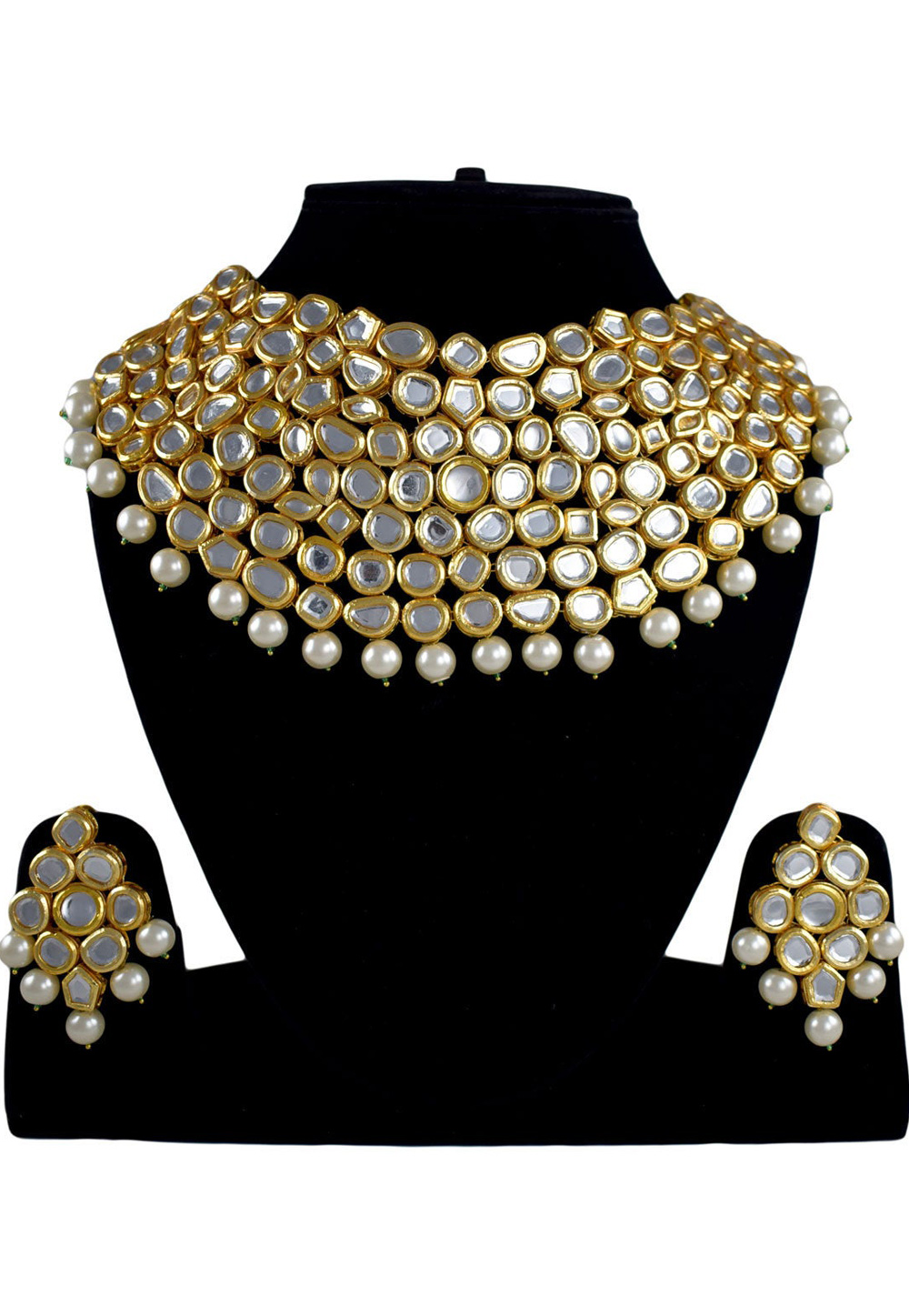 White Alloy Necklace Set With Earrings 197619