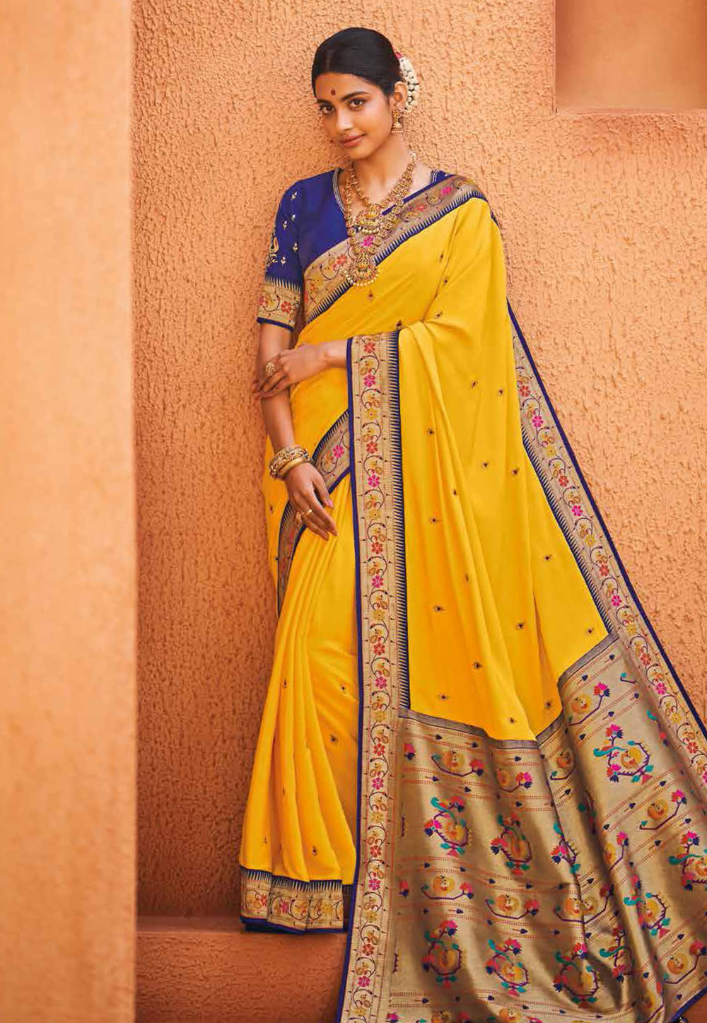 Yellow Silk Paithani Saree 214707