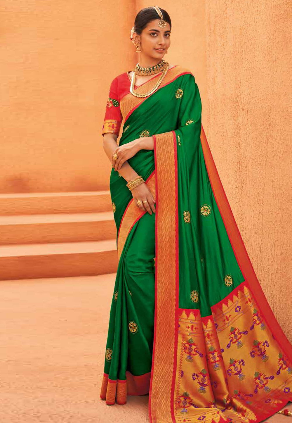 Green Silk Festival Wear Saree 214718