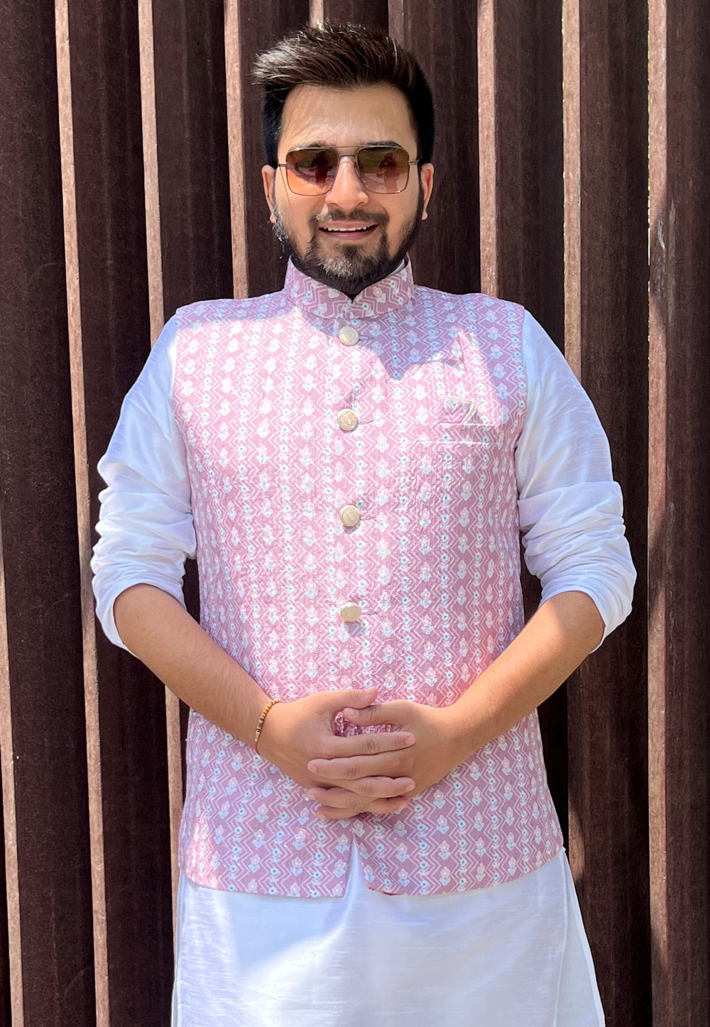 Blush Pink Kurta Set With Nehru Jacket Design by MASUMI MEWAWALLA MEN at  Pernia's Pop Up Shop 2024