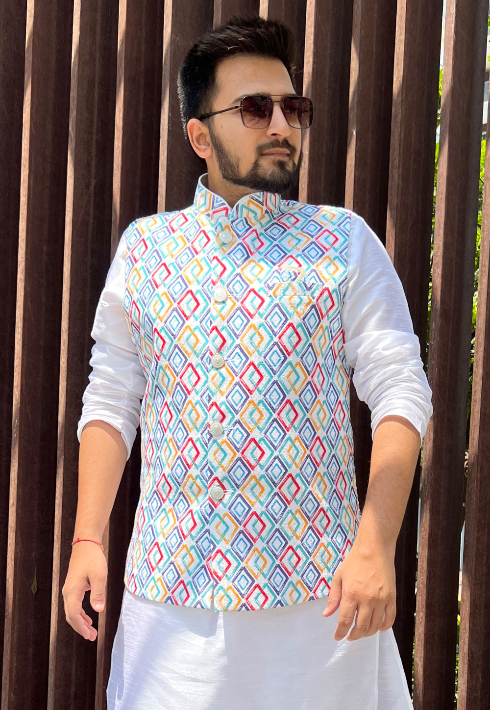 Multicolor Soft Cotton Nehru Jacket  262370