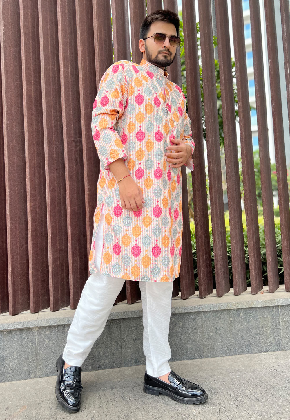 Multicolor Soft Cotton Kurta Pajama 262378