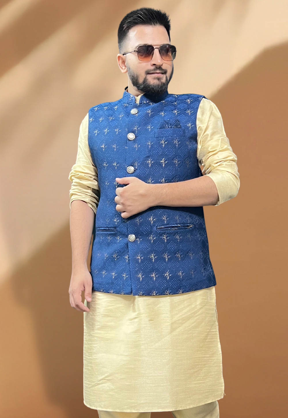 Royal blue kurta pajama best sale with jacket