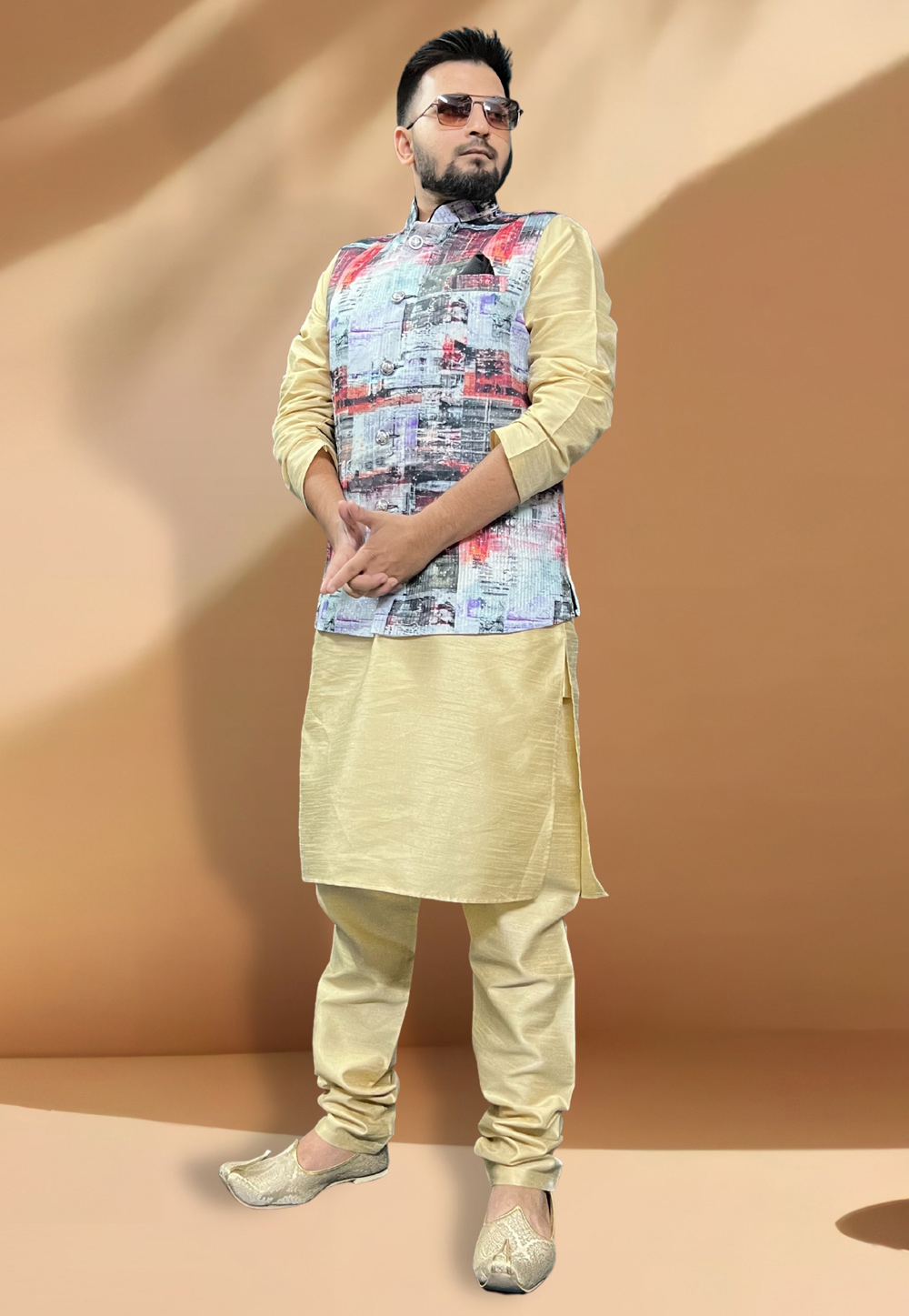 Multicolor Silk Kurta Pajama With Jacket 267437