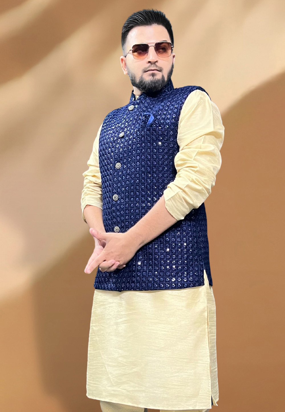 Buy Blue Pure Cotton Traditional Wear Plain Mens And Boys Kurta Online From  Wholesale Salwar.