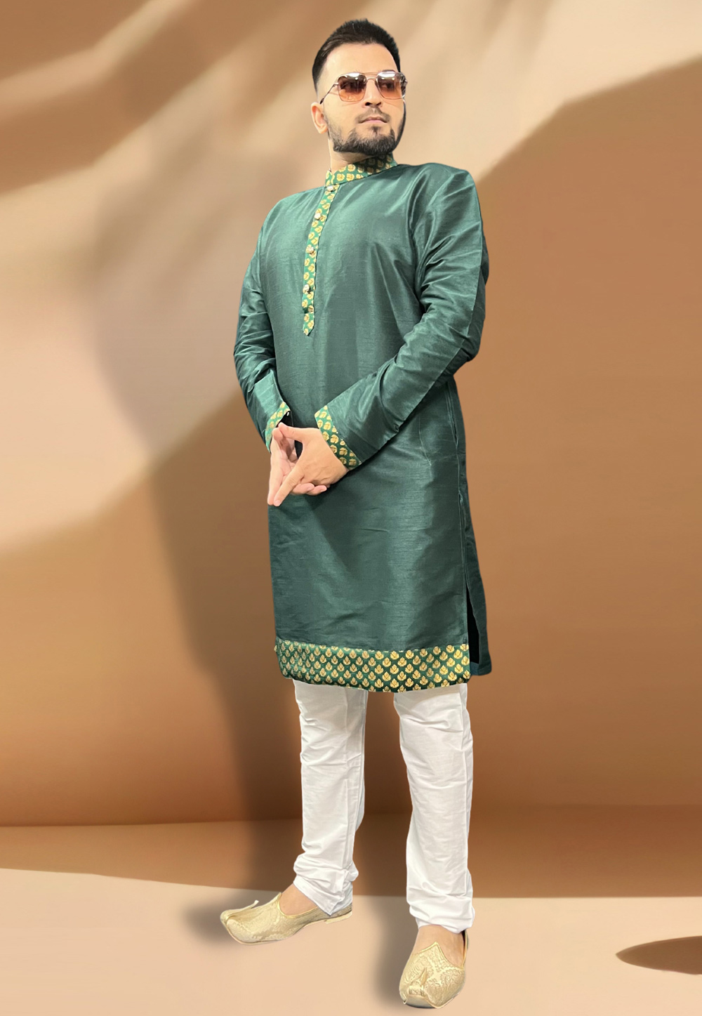 Green Silk Kurta Pajama 268124