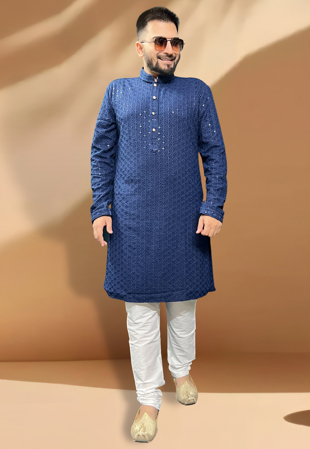 Navy Blue Rayon Kurta Pajama 268129