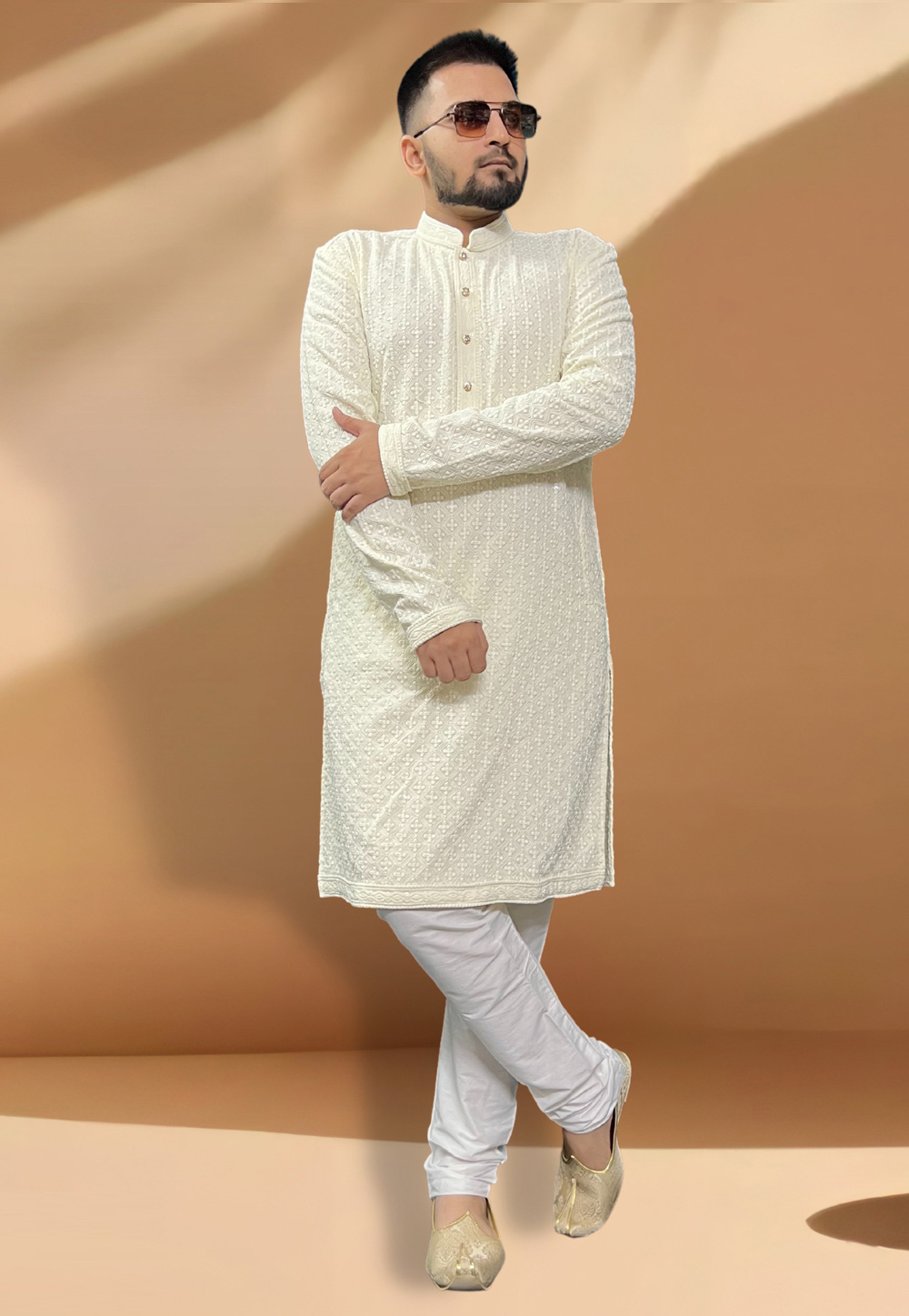 Off White Rayon Kurta Pajama 268133
