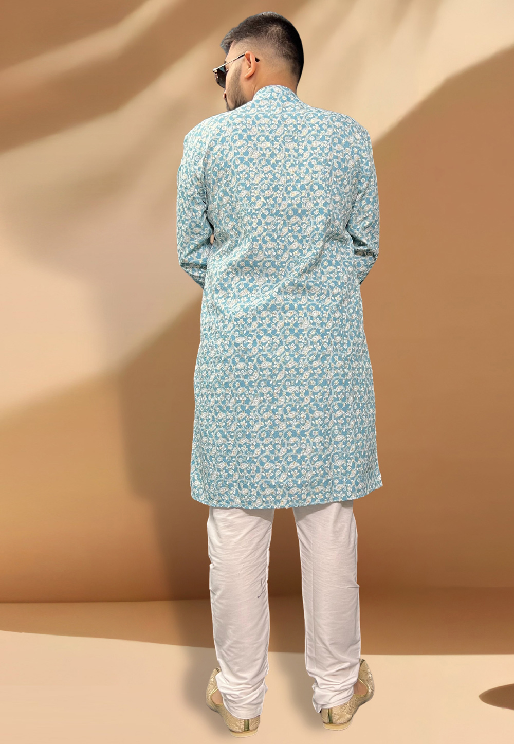 Sky Blue Cotton Kurta Pajama 268141