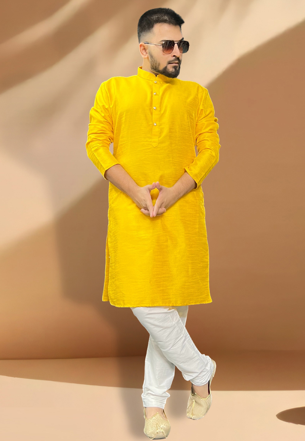 Yellow Silk Kurta Pajama 268142