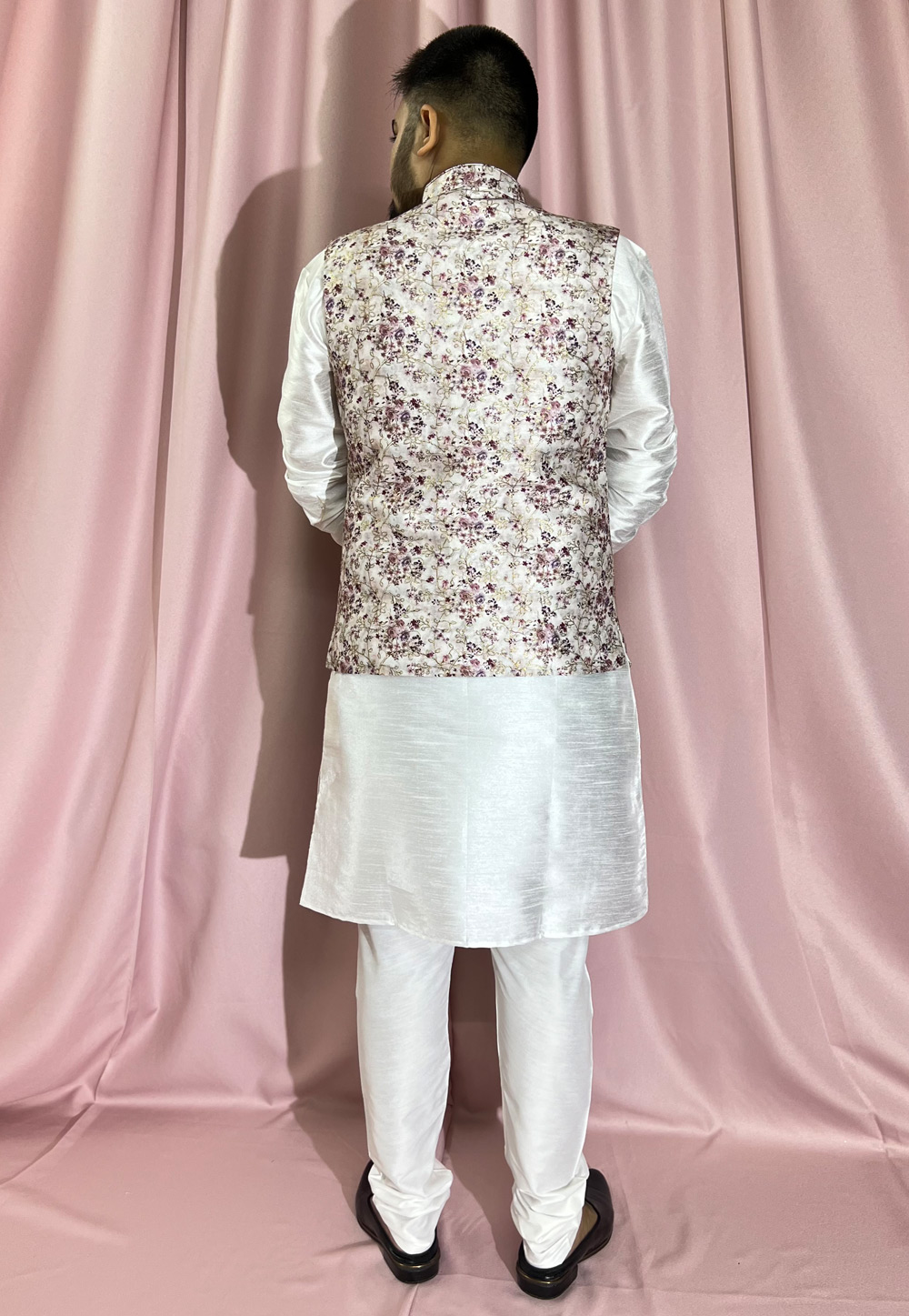 Indian Groom White Linen Kurta With Jacket Online | Bagtesh Fashion