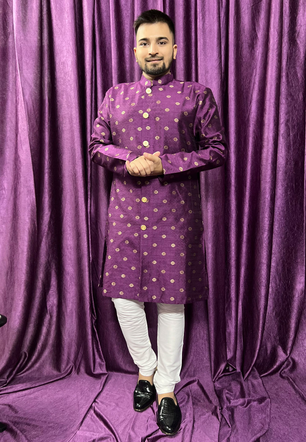 Purple Jacquard Kurta Pajama 271272