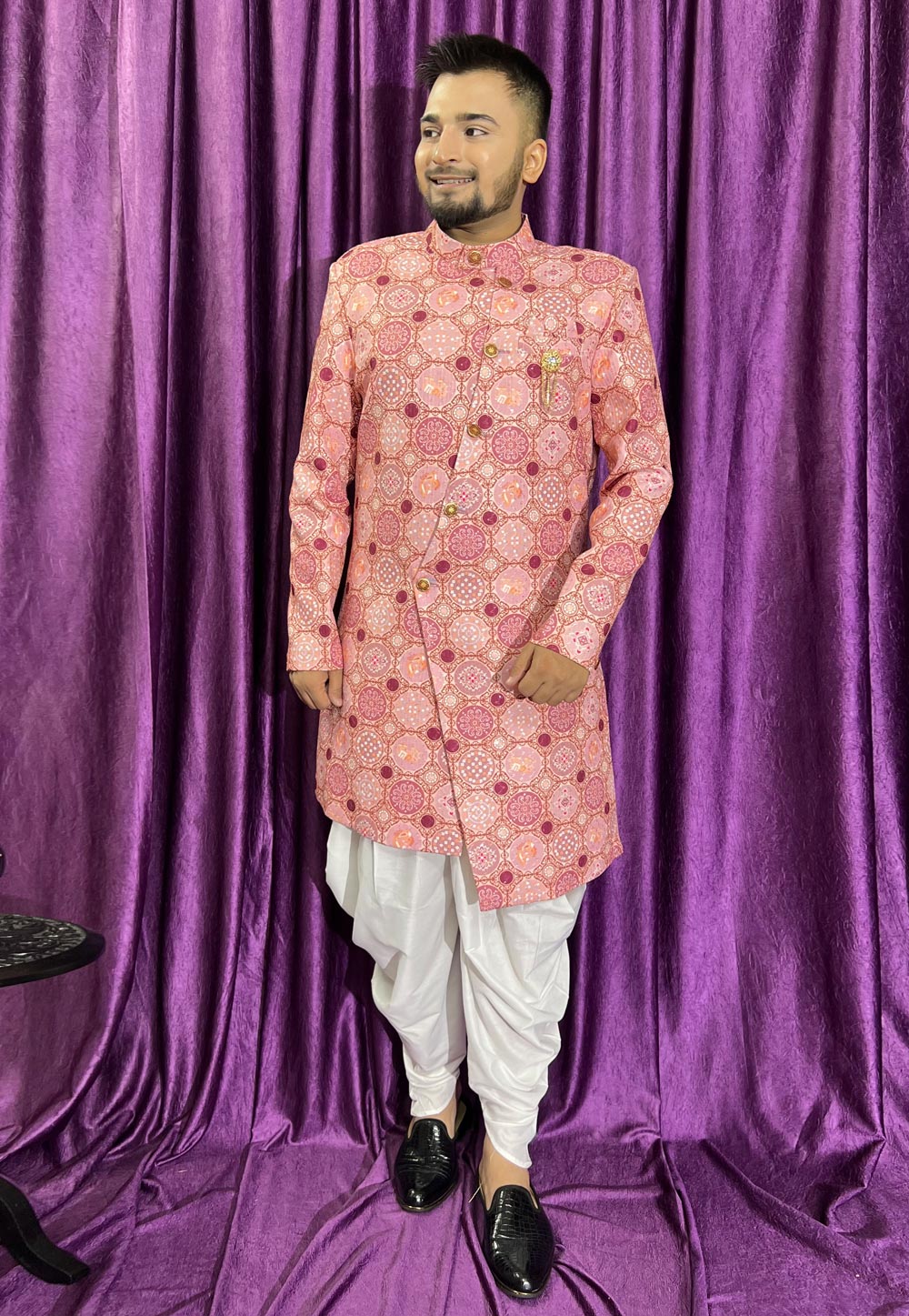 Pink Cotton Dhoti Sherwani 271520