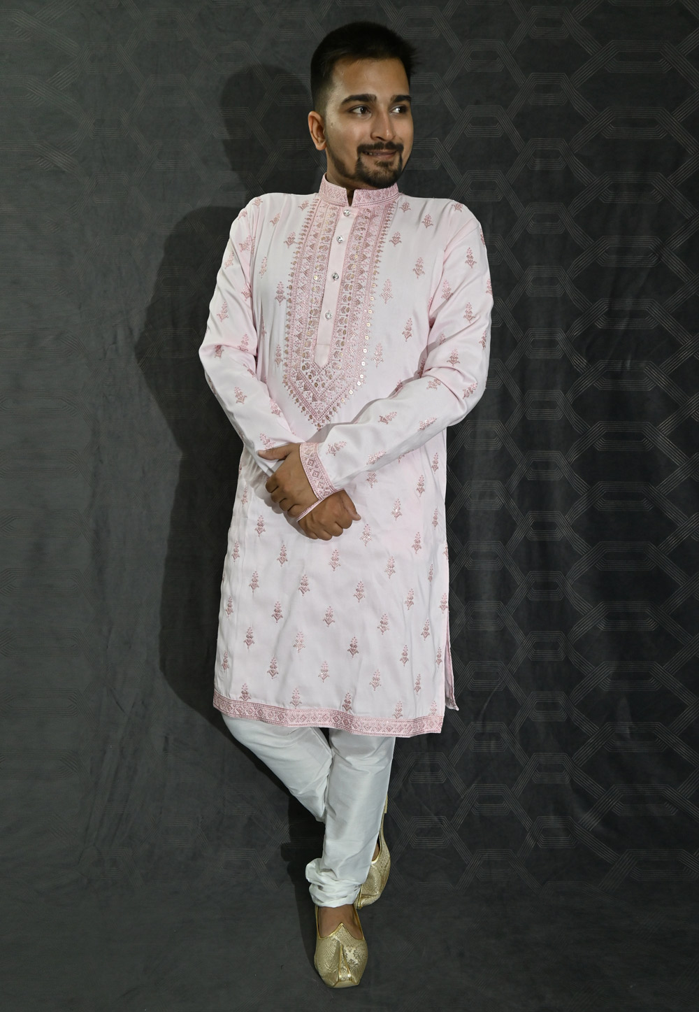 Light Pink Silk Kurta Pajama 275976