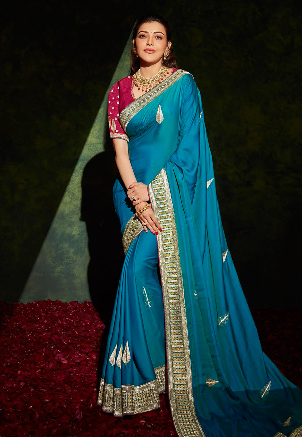 Kajal Aggarwal Blue Silk Festival Wear Saree 239750