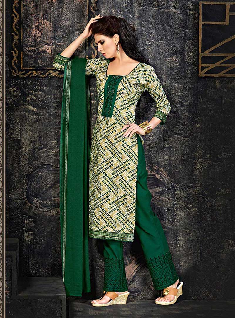 Green Cambric Cotton Palazzo Suit 72310