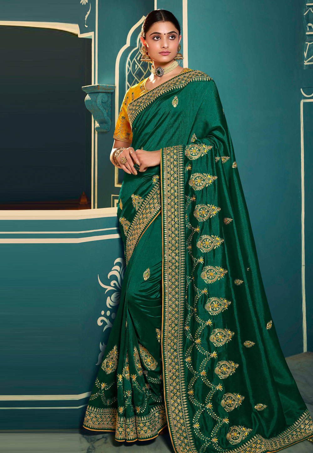 Green Silk Festival Wear Saree 211756