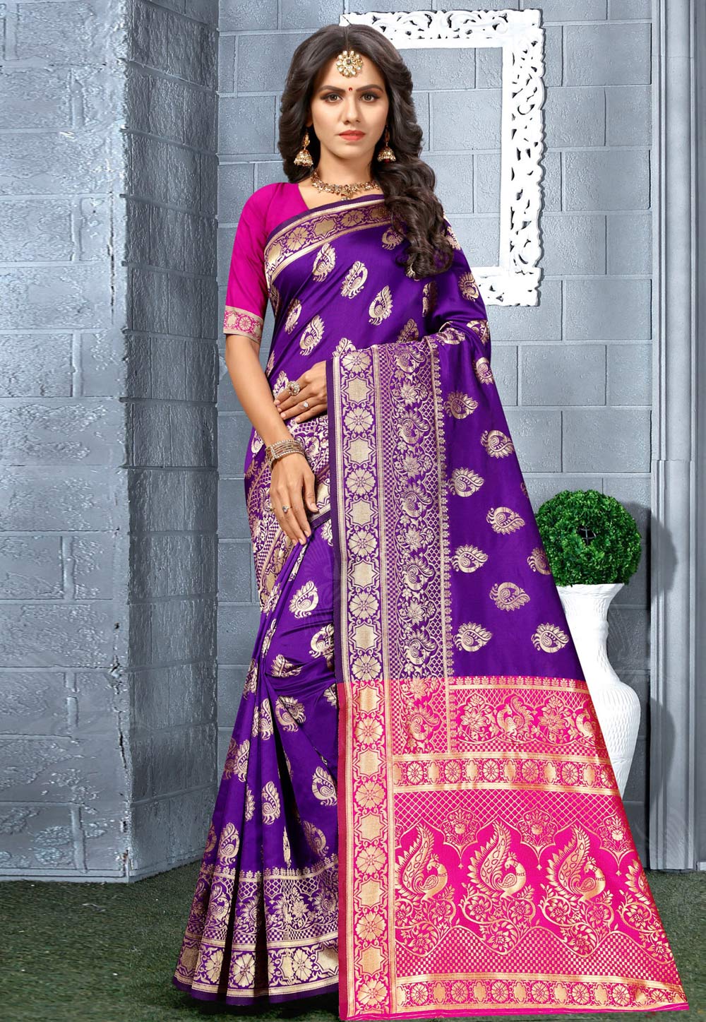 Violet Silk Saree With Blouse 180656