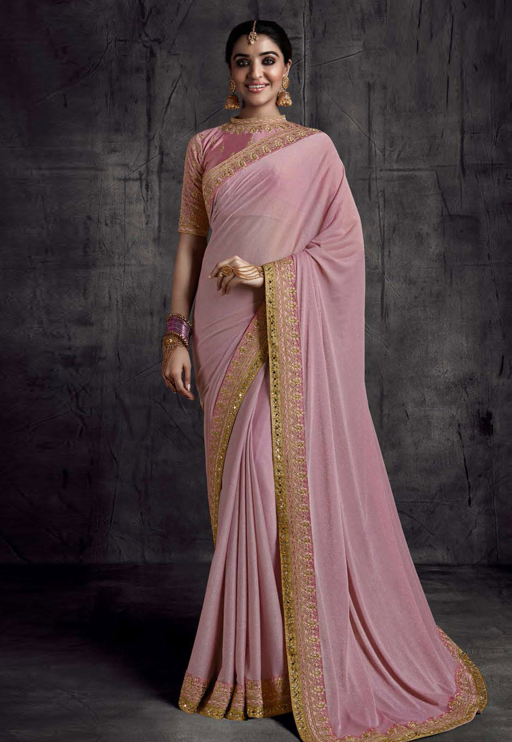 Pink Georgette Saree With Blouse 241479