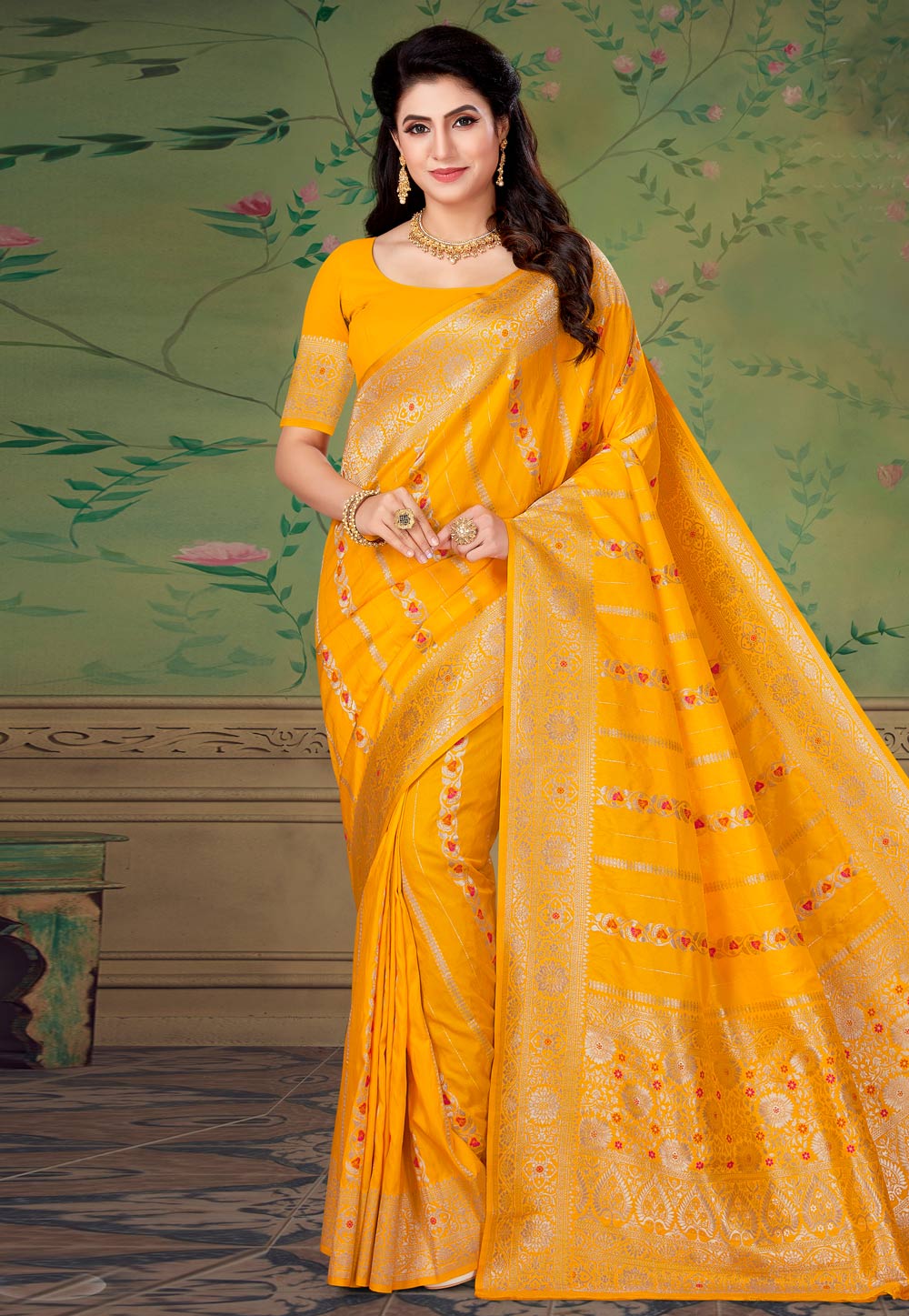 Yellow Art Silk Saree With Blouse 244668