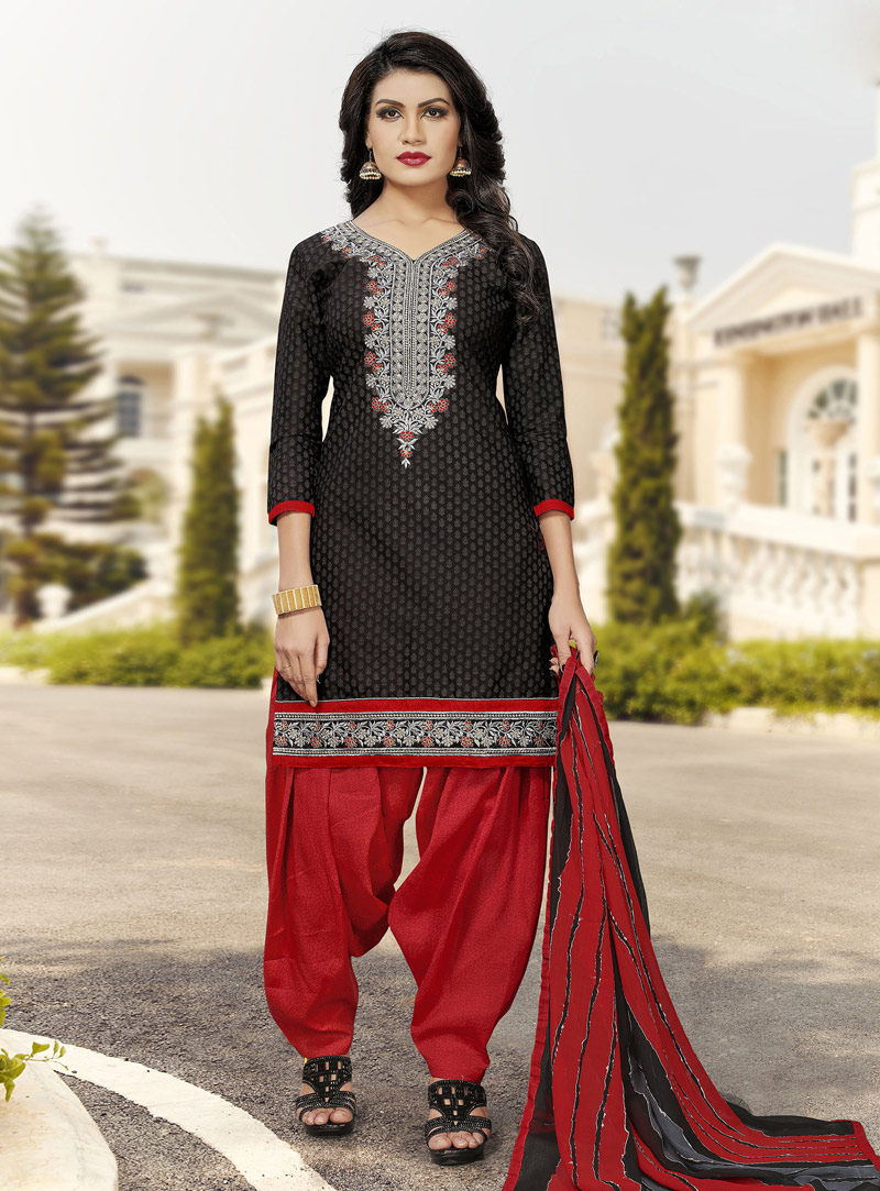 Black Cotton Punjabi Suit 139120