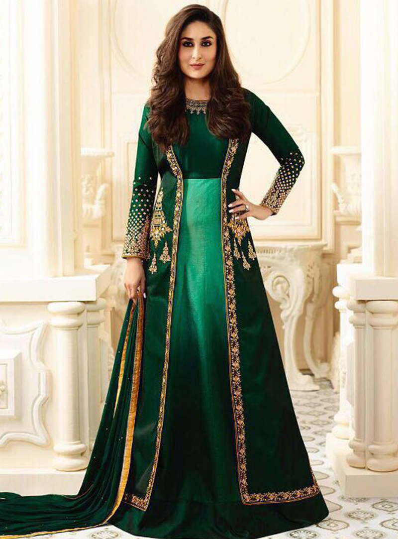 Kareena Kapoor Green Georgette Long Anarkali Suit 112253